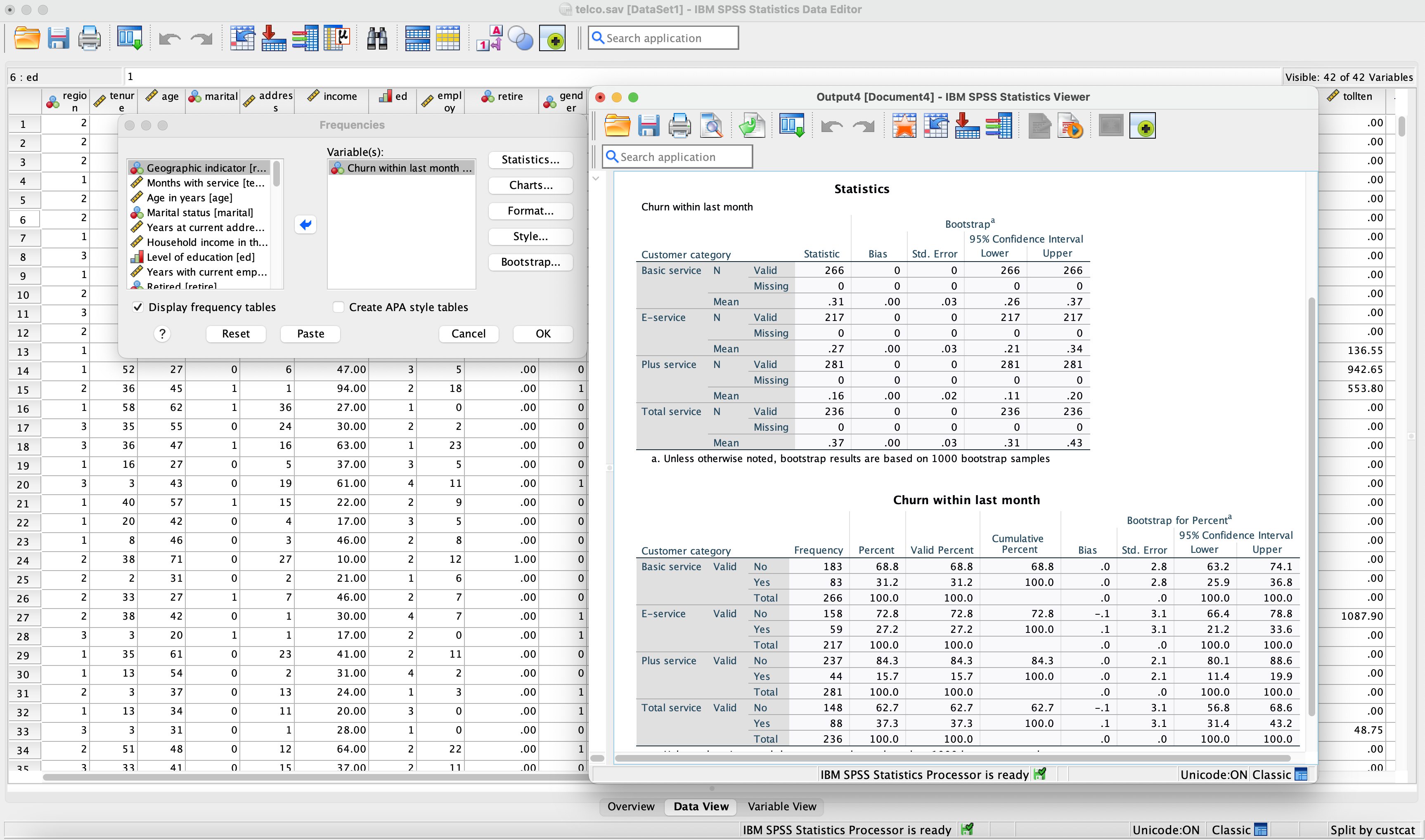 screenshot of IBM SPSS Statistics